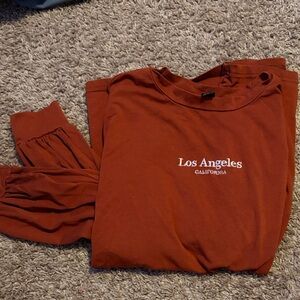 Rust Red Los Angeles Sweatshirt and Pants Set